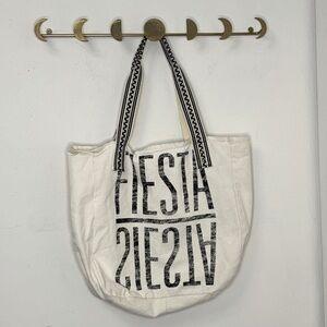 Volcom Canvas Tote Bag Cream Graphic Shoulder Bag Fiesta Siesta